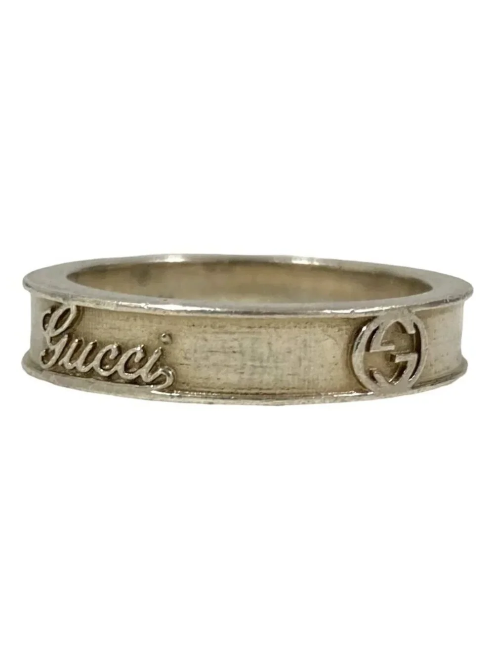 Gucci Interlocking Script Logo Ring 925 22 Silver